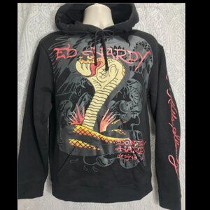 Ed Hardy Black Hoodie - King Cobra Snake Eagle - SZ Medium - "Love Kills Slowly"